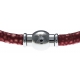 Bracelet acier Apollon - cuir véritable - impression galuchat  rouge - fermoir Plug&Go - 18,5cm
