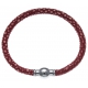 Bracelet acier Apollon - cuir véritable - impression galuchat  rouge - fermoir Plug&Go - 18,5cm