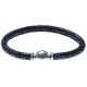 Bracelet acier Apollon - cuir véritable - impression galuchat  bleue - fermoir Plug&Go - 18,5cm