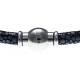 Bracelet acier Apollon - cuir véritable - impression galuchat  bleue - fermoir Plug&Go - 18,5cm