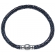 Bracelet acier Apollon - cuir véritable - impression galuchat  bleue - fermoir Plug&Go - 18,5cm