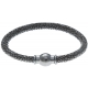 Bracelet acier Apollon - cuir véritable - impression galuchat  gris - fermoir Plug&Go - 18,5cm