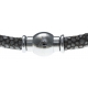 Bracelet acier Apollon - cuir véritable - impression galuchat  gris - fermoir Plug&Go - 18,5cm