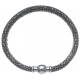 Bracelet acier Apollon - cuir véritable - impression galuchat  gris - fermoir Plug&Go - 18,5cm