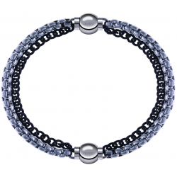 Apollon - Collection MiX - bracelet combinable chaines 2 tons noir et blancs - 10,25cm + chaines 2 tons noir et blancs - 10,25cm