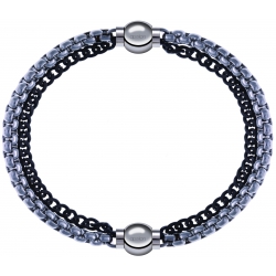 Apollon - Collection MiX - bracelet combinable chaines 2 tons noir et blancs - 10,25cm + chaines 2 tons noir et blancs - 10,25cm