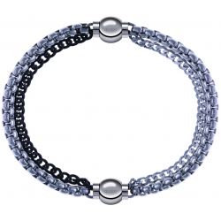 Apollon - Collection MiX - bracelet combinable chaines 2 tons noir et blancs - 10,25cm + chaines - 10,25cm