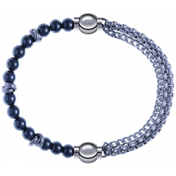 Apollon - Collection MiX - bracelet combinable hématite 6mm - 10cm + chaines - 10,25cm