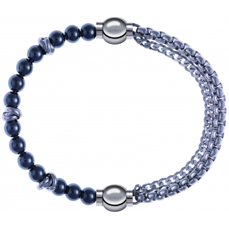 Apollon - Collection MiX - bracelet combinable hématite 6mm - 10cm + chaines - 10,25cm