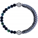 Apollon - Collection MiX - bracelet agate teintée verte - pierre de lave 6mm - 10,75cm + chaines 2 tons noir et blancs - 10,25cm