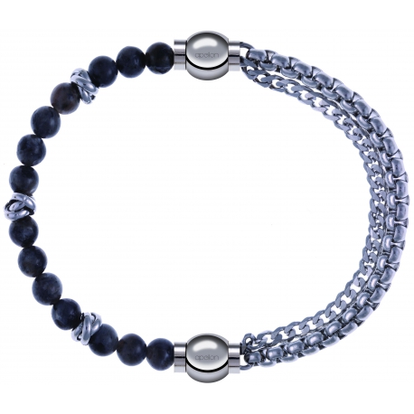 Apollon - Collection MiX - bracelet combinable labradorite 6mm - 10cm + chaines - 10,25cm