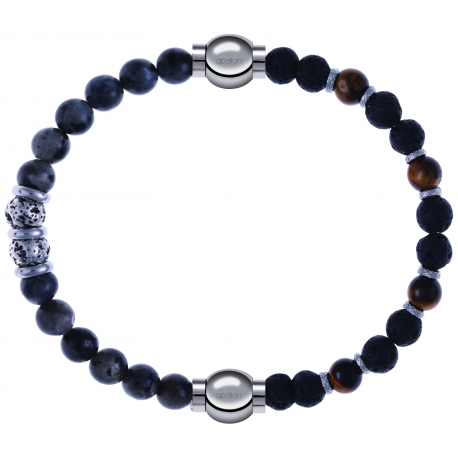 Apollon - Collection MiX - bracelet combinable sodalite 6mm - 10cm + oeil de tigre - pierre de lave 6mm - 10,75cm