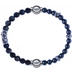 Apollon - Collection MiX - bracelet combinable sodalite 6mm - 10cm + hématite 6mm - 10cm