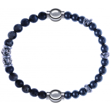 Apollon - Collection MiX - bracelet combinable sodalite 6mm - 10cm + hématite 6mm - 10cm