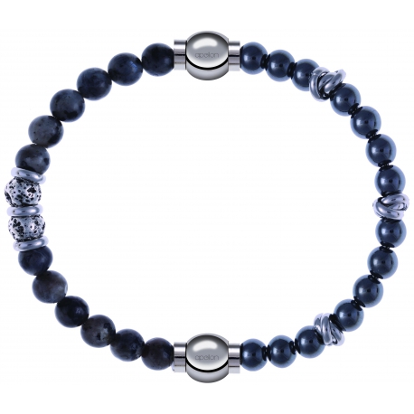 Apollon - Collection MiX - bracelet combinable sodalite 6mm - 10cm + hématite 6mm - 10cm