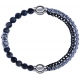 Apollon - Collection MiX - bracelet combinable sodalite 6mm - 10cm + chaines 2 tons noir et blancs - 10,25cm