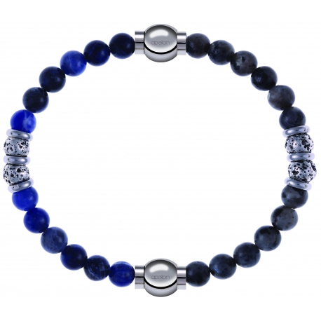 Apollon - Collection MiX - bracelet combinable labradorite 6mm - 10cm + sodalite 6mm - 10cm