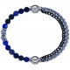 Apollon - Collection MiX - bracelet combinable labradorite 6mm - 10cm + chaines 2 tons noir et blancs - 10,25cm