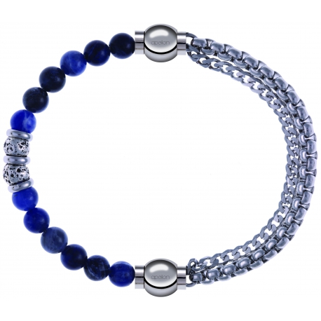 Apollon - Collection MiX - bracelet combinable labradorite 6mm - 10cm + chaines - 10,25cm