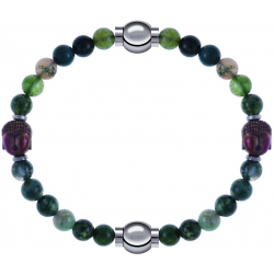 Apollon - Collection MiX - bracelet combinable agate verte 6mm - Bouddha - 10cm + agate verte 6mm - Bouddha - 10cm