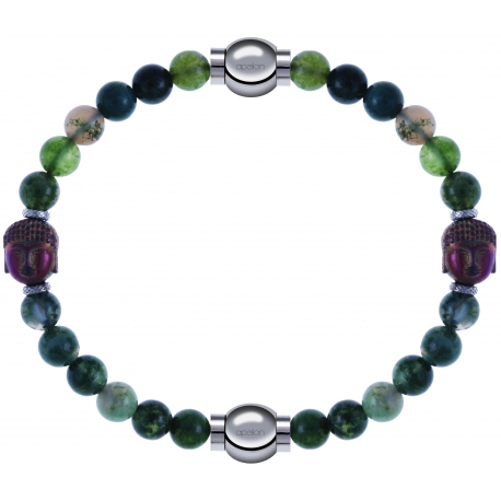 Apollon - Collection MiX - bracelet combinable agate verte 6mm - Bouddha - 10cm + agate verte 6mm - Bouddha - 10cm