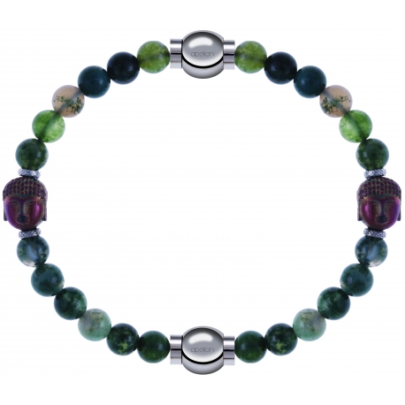 Apollon - Collection MiX - bracelet combinable agate verte 6mm - Bouddha - 10cm + agate verte 6mm - Bouddha - 10cm