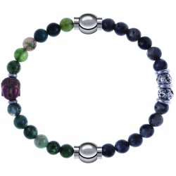 Apollon - Collection MiX - bracelet combinable agate verte 6mm - Bouddha - 10cm + sodalite 6mm - 10cm