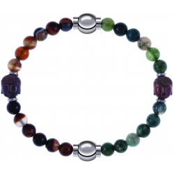 Apollon - Collection MiX - bracelet combinable agate marron 6mm - Bouddha - 10cm + agate verte 6mm - Bouddha - 10cm