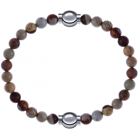 Apollon - Collection MiX - bracelet combinable agate jaspe 6mm - 10,25cm + agate jaspe 6mm - 10,25cm