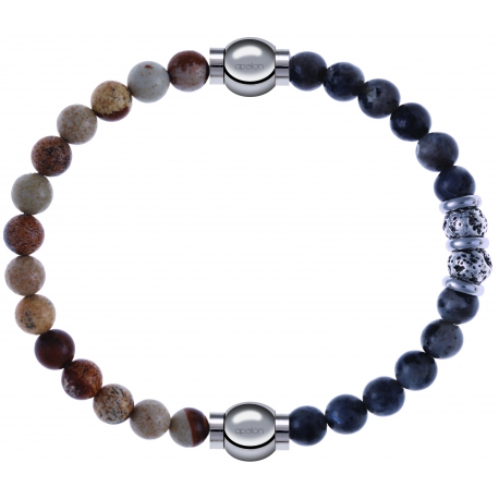 Apollon - Collection MiX - bracelet combinable agate jaspe 6mm - 10,25cm + sodalite 6mm - 10cm