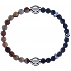 Apollon - Collection MiX - bracelet combinable agate jaspe 6mm - 10,25cm + labradorite 6mm - 10cm