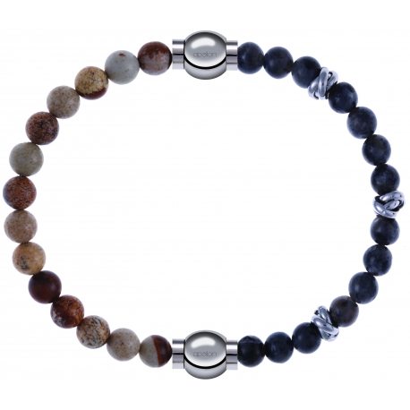 Apollon - Collection MiX - bracelet combinable agate jaspe 6mm - 10,25cm + labradorite 6mm - 10cm