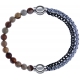 Apollon - Collection MiX - bracelet combinable agate jaspe 6mm - 10,25cm + chaines 2 tons noir et blancs - 10,25cm