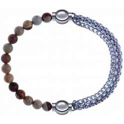 Apollon - Collection MiX - bracelet combinable agate jaspe 6mm - 10,25cm + chaines - 10,25cm