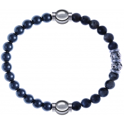 Apollon - Collection MiX - bracelet combinable hématite 6mm - 10,25cm + sodalite 6mm - 10cm