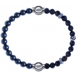 Apollon - Collection MiX - bracelet combinable hématite 6mm - 10,25cm + labradorite 6mm - 10cm