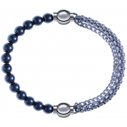 Apollon - Collection MiX - bracelet combinable hématite 6mm - 10,25cm + chaines - 10,25cm