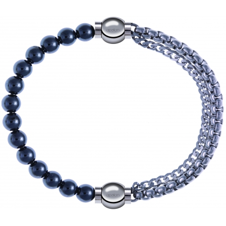 Apollon - Collection MiX - bracelet combinable hématite 6mm - 10,25cm + chaines - 10,25cm