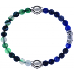 Apollon - Collection MiX - bracelet combinable agate indienne teintée 6mm - 10,25cm + labradorite 6mm - 10cm