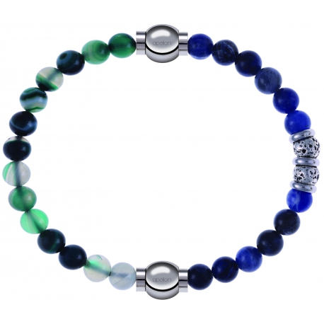 Apollon - Collection MiX - bracelet combinable agate indienne teintée 6mm - 10,25cm + labradorite 6mm - 10cm