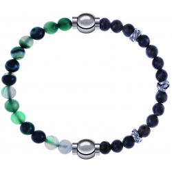 Apollon - Collection MiX - bracelet combinable agate indienne teintée 6mm - 10,25cm + labradorite 6mm - 10cm