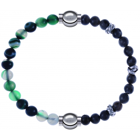 Apollon - Collection MiX - bracelet combinable agate indienne teintée 6mm - 10,25cm + labradorite 6mm - 10cm