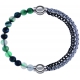 Apollon - Collection MiX - bracelet combinable agate indienne teintée 6mm - 10,25cm + chaines 2 tons noir et blancs - 10,25cm