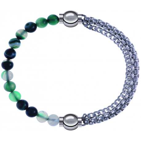 Apollon - Collection MiX - bracelet combinable agate indienne teintée 6mm - 10,25cm + chaines - 10,25cm