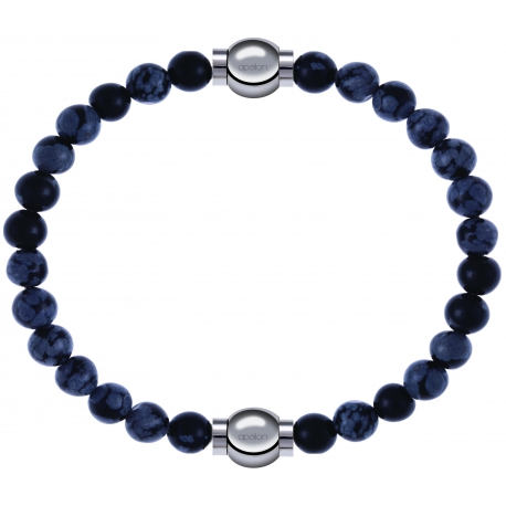 Apollon - Collection MiX - bracelet combinable obsidienne neige 6mm - 10,25cm + obsidienne neige 6mm - 10,25cm