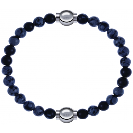 Apollon - Collection MiX - bracelet combinable obsidienne neige 6mm - 10,25cm + obsidienne neige 6mm - 10,25cm