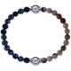 Apollon - Collection MiX - bracelet combinable obsidienne neige 6mm - 10,25cm + agate jaspe 6mm - 10,25cm
