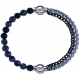 Apollon - Collection MiX - bracelet combinable obsidienne neige 6mm - 10,25cm + chaines 2 tons noir et blancs - 10,25cm