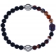 Apollon - Collection MiX - bracelet combinable pierre de lave 6mm - 10,25cm + agate marron 6mm - Bouddha - 10cm