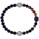 Apollon - Collection MiX - bracelet combinable pierre de lave 6mm - 10,25cm + agate marron 6mm - Bouddha - 10cm